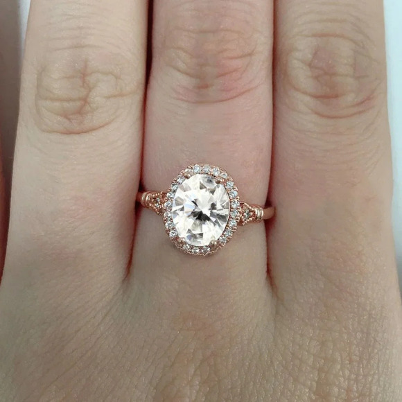 Dazzling Gemstone Beautiful Rose Gold Oval Ring for Women, VIP042 - Picture 8 of 9